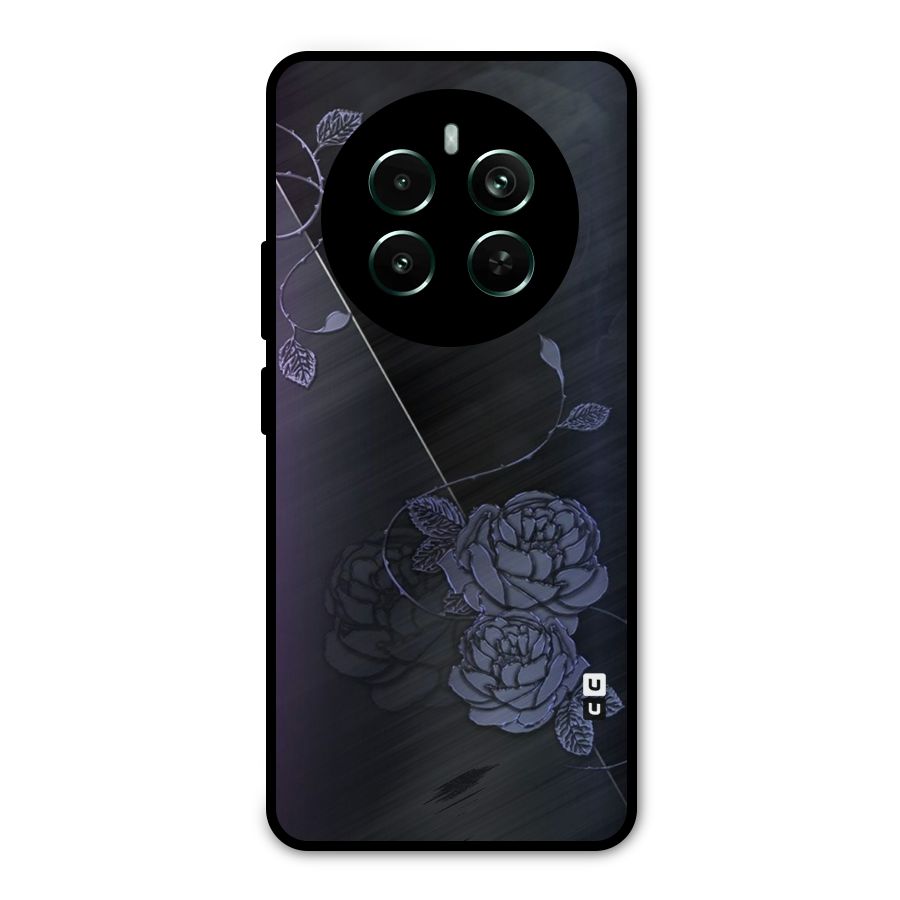 Voilet Floral Design Metal Back Case for Realme 12 Pro Plus