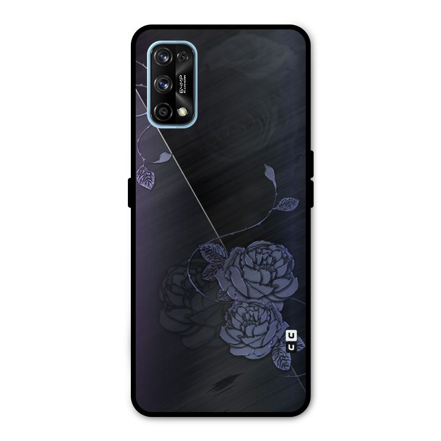 Voilet Floral Design Metal Back Case for Realme 7 Pro