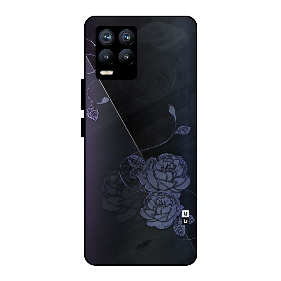 Voilet Floral Design Metal Back Case for Realme 8 Pro