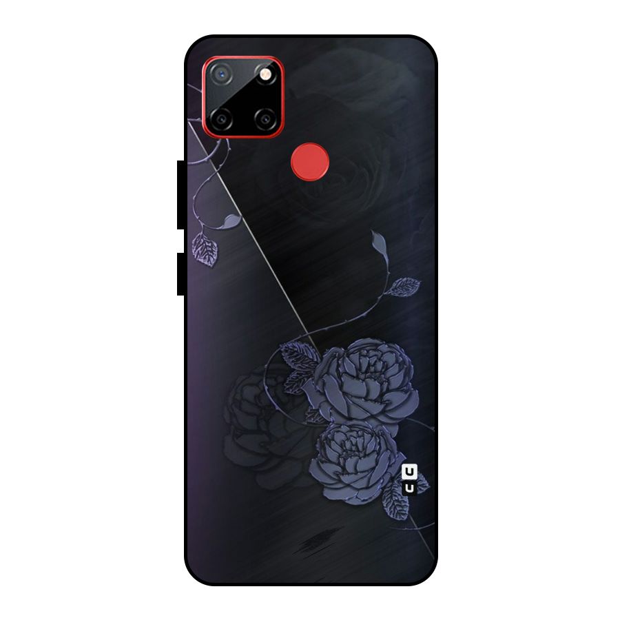 Voilet Floral Design Metal Back Case for Realme C12