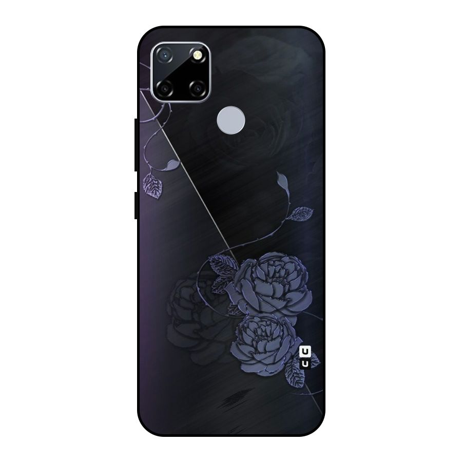 Voilet Floral Design Metal Back Case for Realme Narzo 20