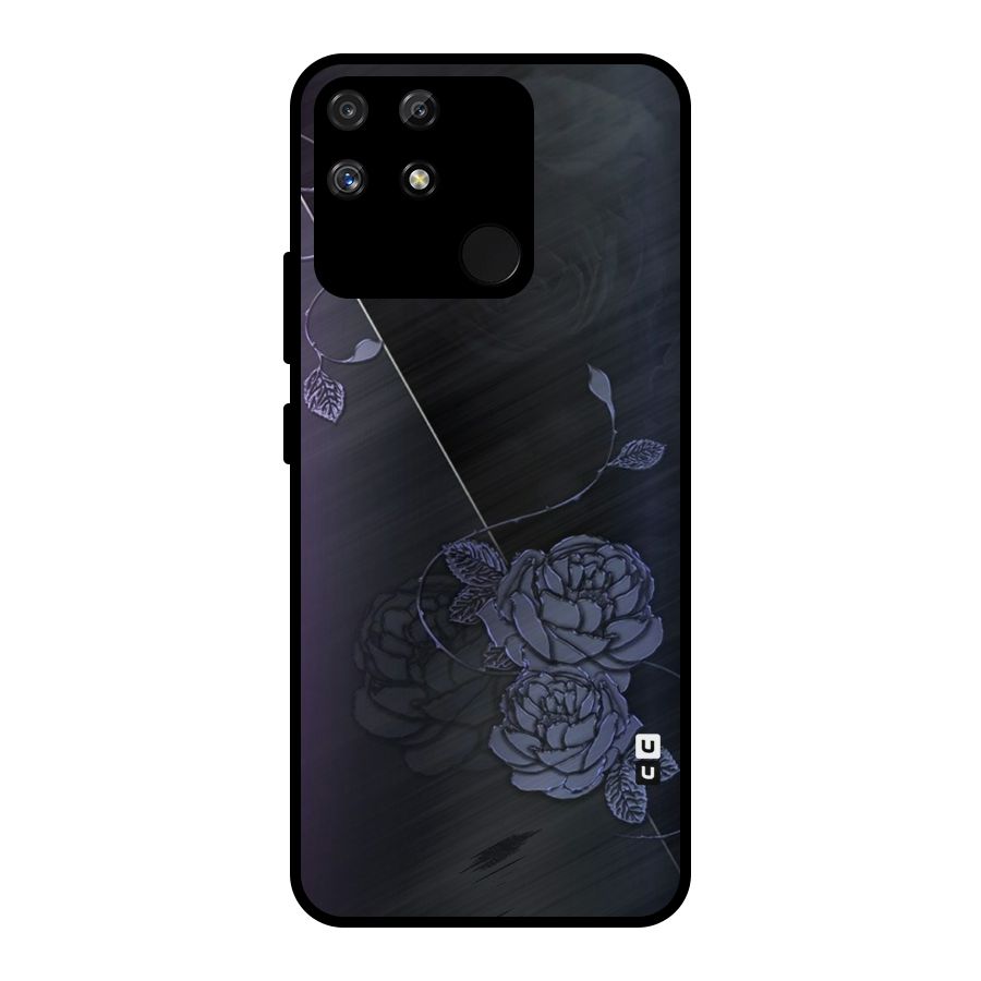 Voilet Floral Design Metal Back Case for Realme Narzo 50A