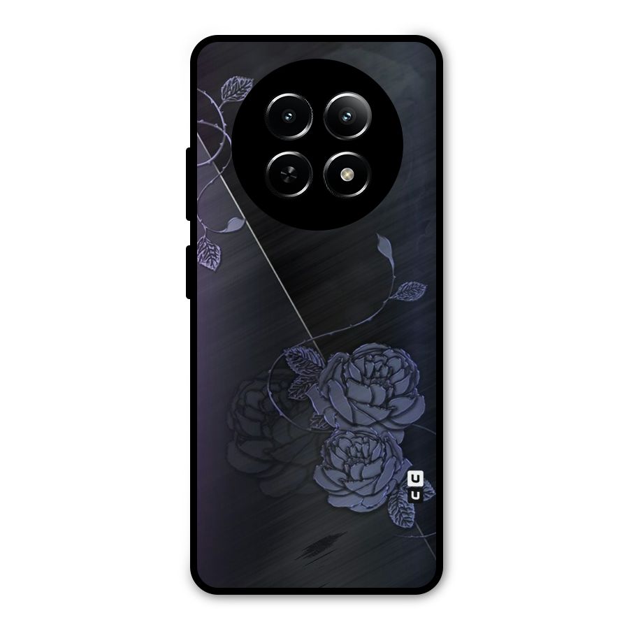 Voilet Floral Design Metal Back Case for Realme Narzo 70x 5G