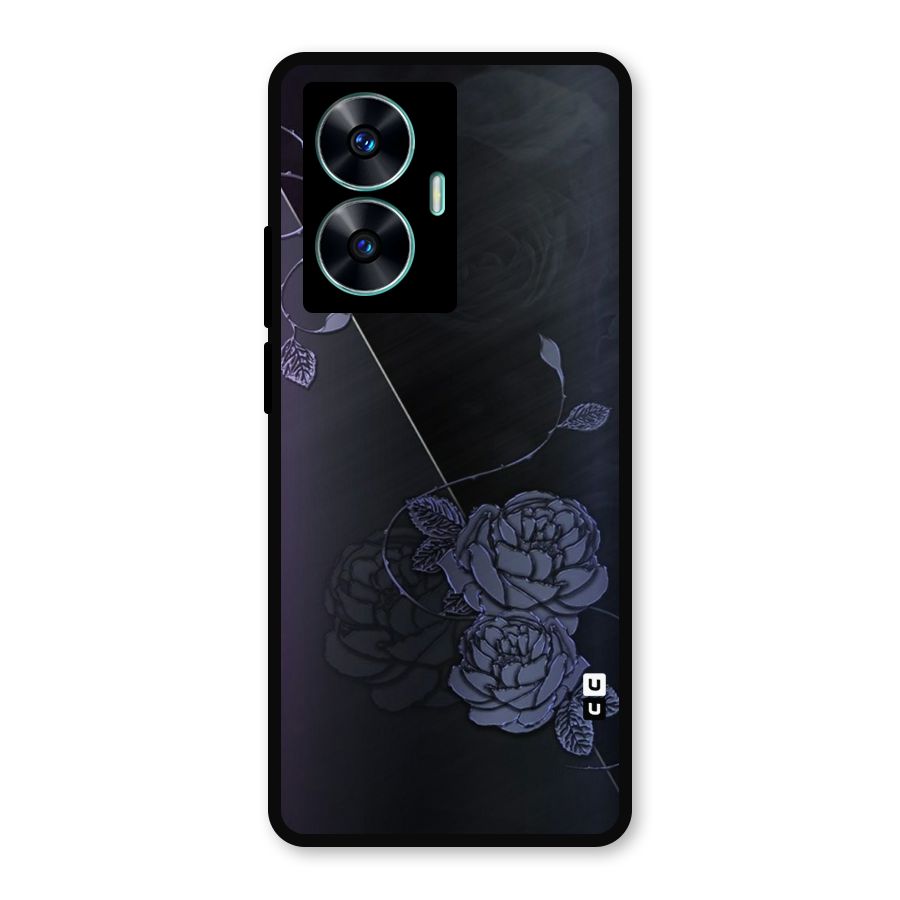 Voilet Floral Design Metal Back Case for Realme Narzo N55