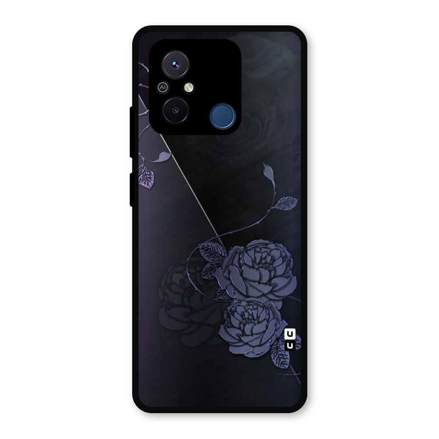 Voilet Floral Design Metal Back Case for Redmi 12C