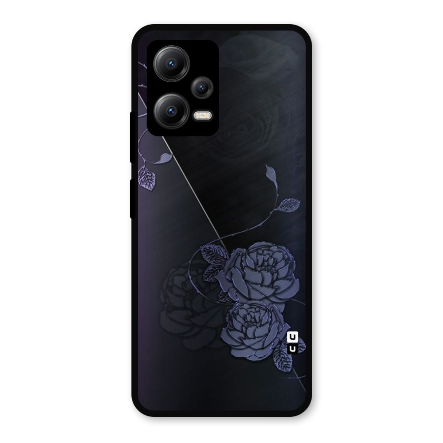 Voilet Floral Design Metal Back Case for Redmi Note 12 5G
