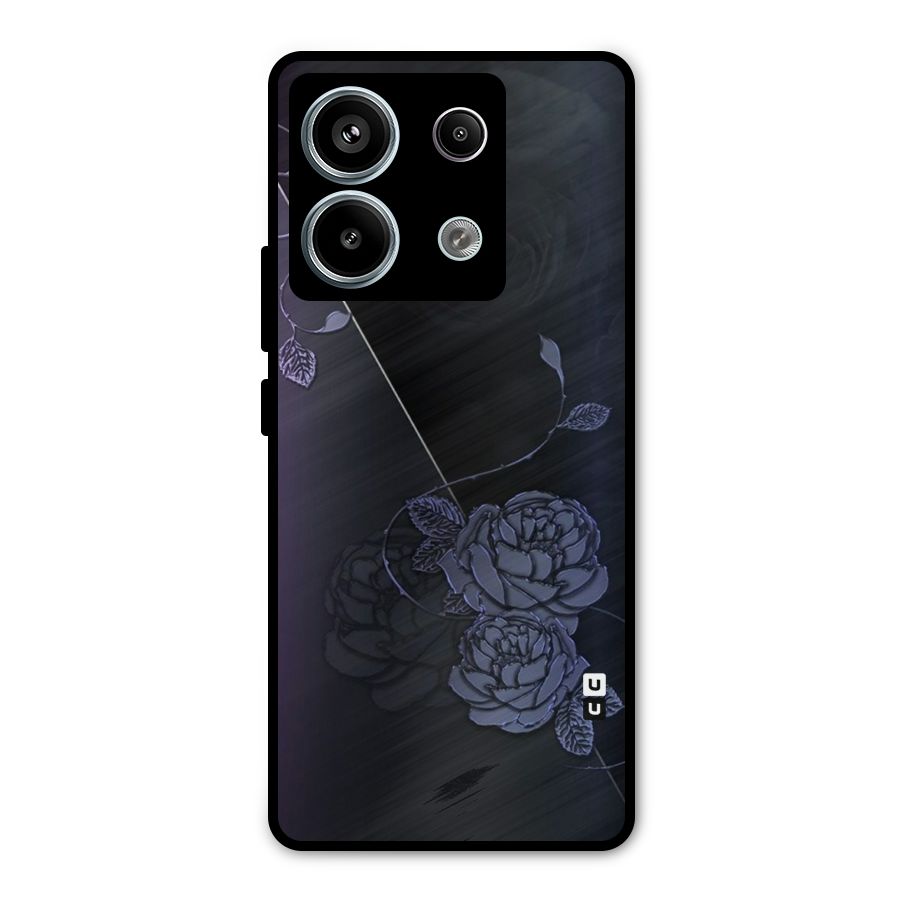 Voilet Floral Design Metal Back Case for Redmi Note 13 Pro 5G