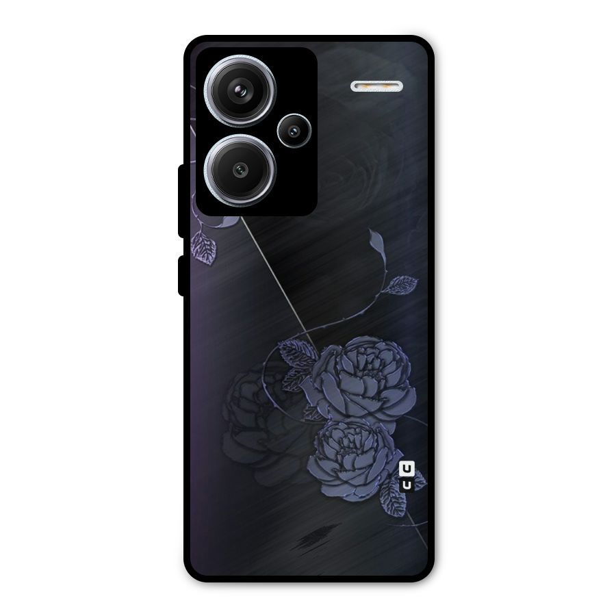 Voilet Floral Design Metal Back Case for Redmi Note 13 Pro Plus