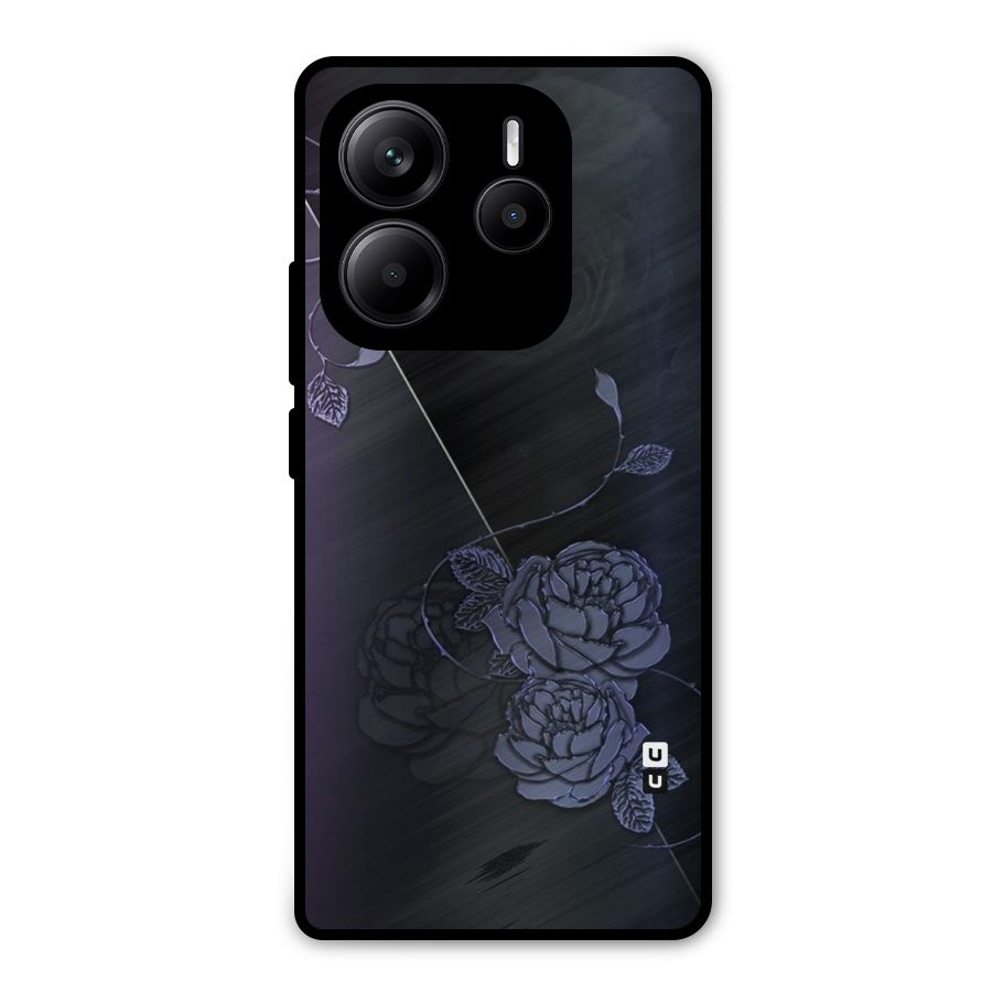 Voilet Floral Design Metal Back Case for Redmi Note 14 5G