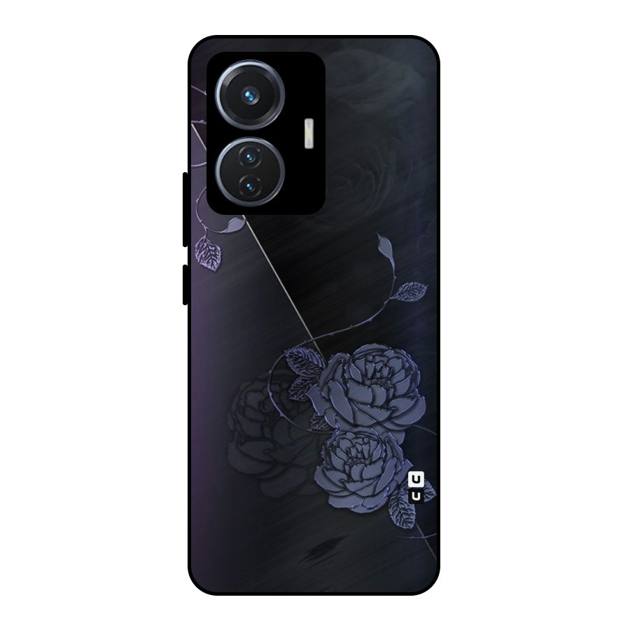 Voilet Floral Design Metal Back Case for Vivo T1 44W