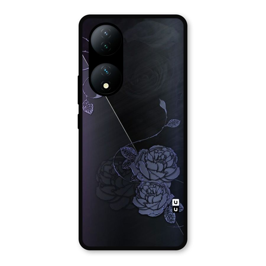 Voilet Floral Design Metal Back Case for Vivo T2