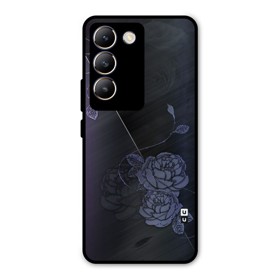 Voilet Floral Design Metal Back Case for Vivo T3 5G
