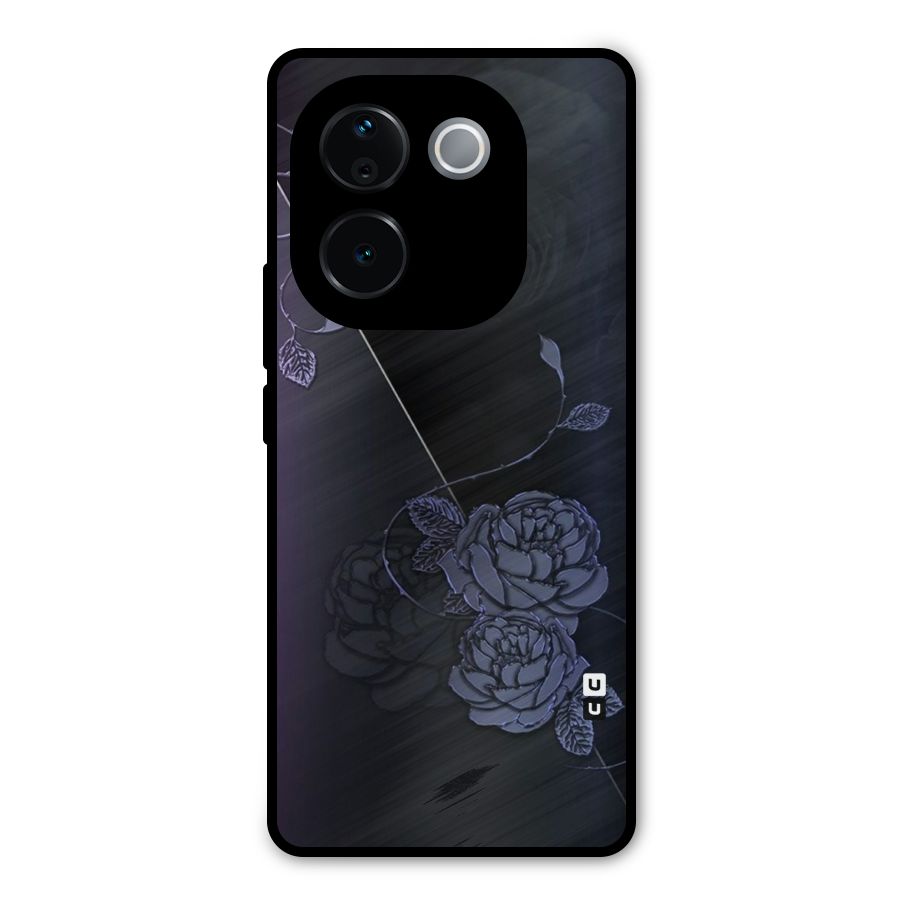 Voilet Floral Design Metal Back Case for Vivo T3 Pro