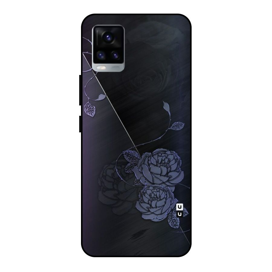 Voilet Floral Design Metal Back Case for Vivo V20