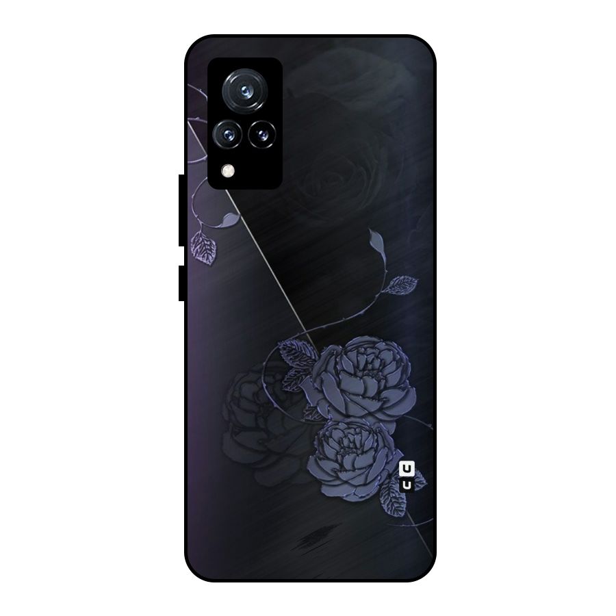 Voilet Floral Design Metal Back Case for Vivo V21 5G