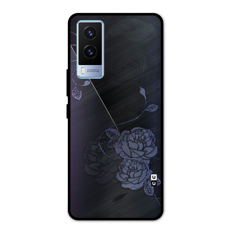 Voilet Floral Design Metal Back Case for Vivo V21e 5G