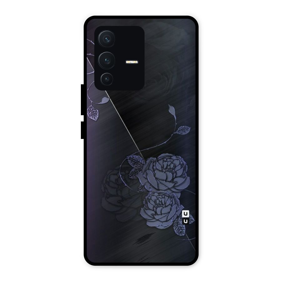 Voilet Floral Design Metal Back Case for Vivo V23 5G
