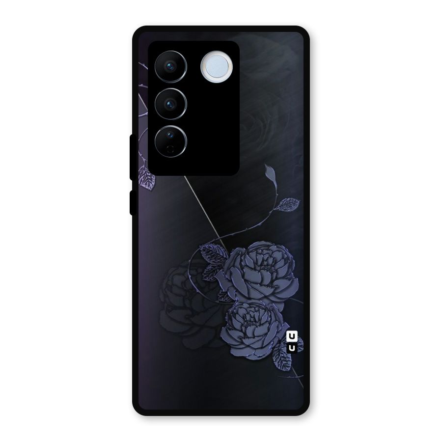 Voilet Floral Design Metal Back Case for Vivo V27