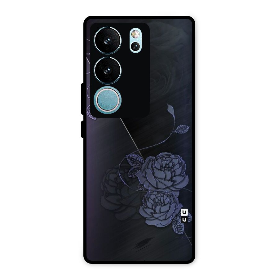 Voilet Floral Design Metal Back Case for Vivo V29 Pro