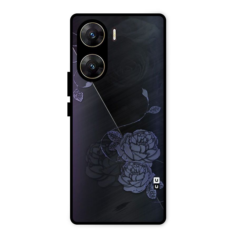 Voilet Floral Design Metal Back Case for Vivo V29e