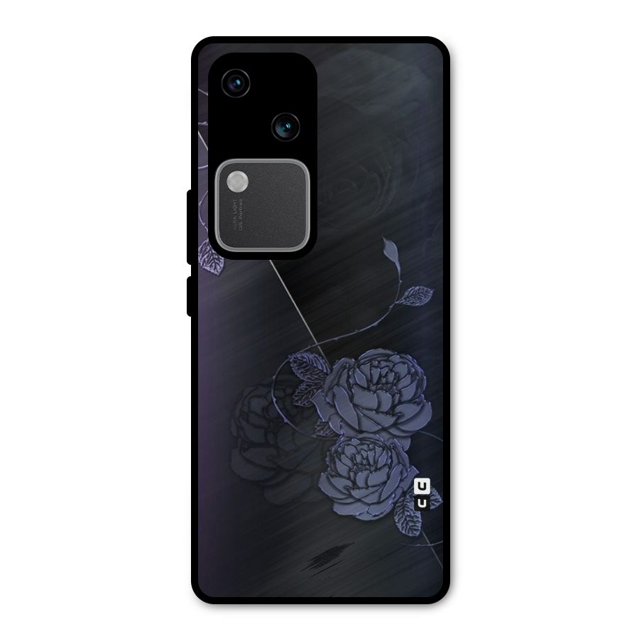 Voilet Floral Design Metal Back Case for Vivo V30