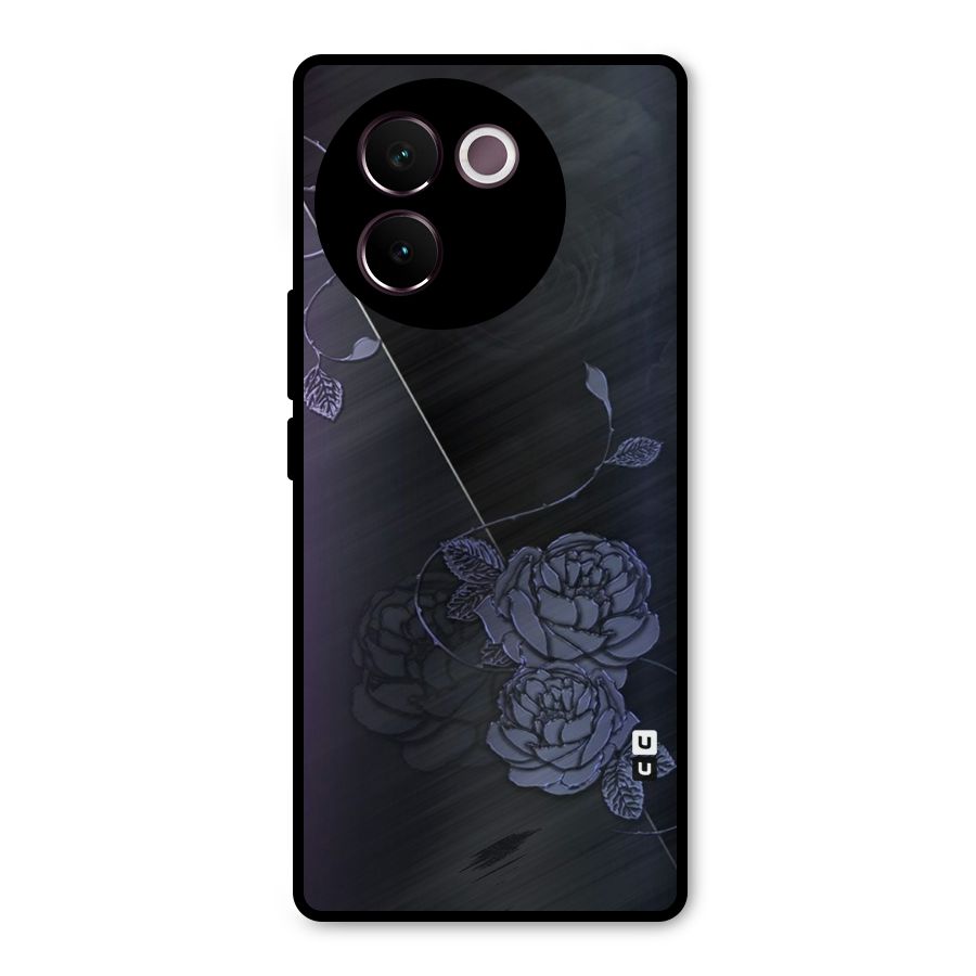 Voilet Floral Design Metal Back Case for Vivo V30e