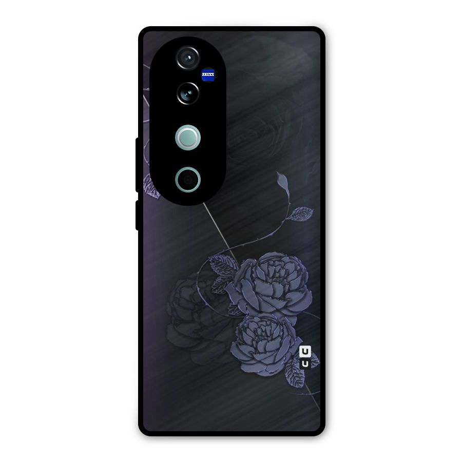 Voilet Floral Design Metal Back Case for Vivo V40