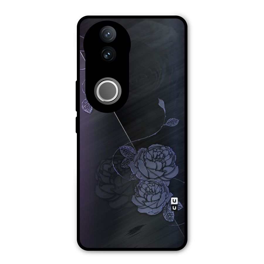 Voilet Floral Design Metal Back Case for Vivo V50e