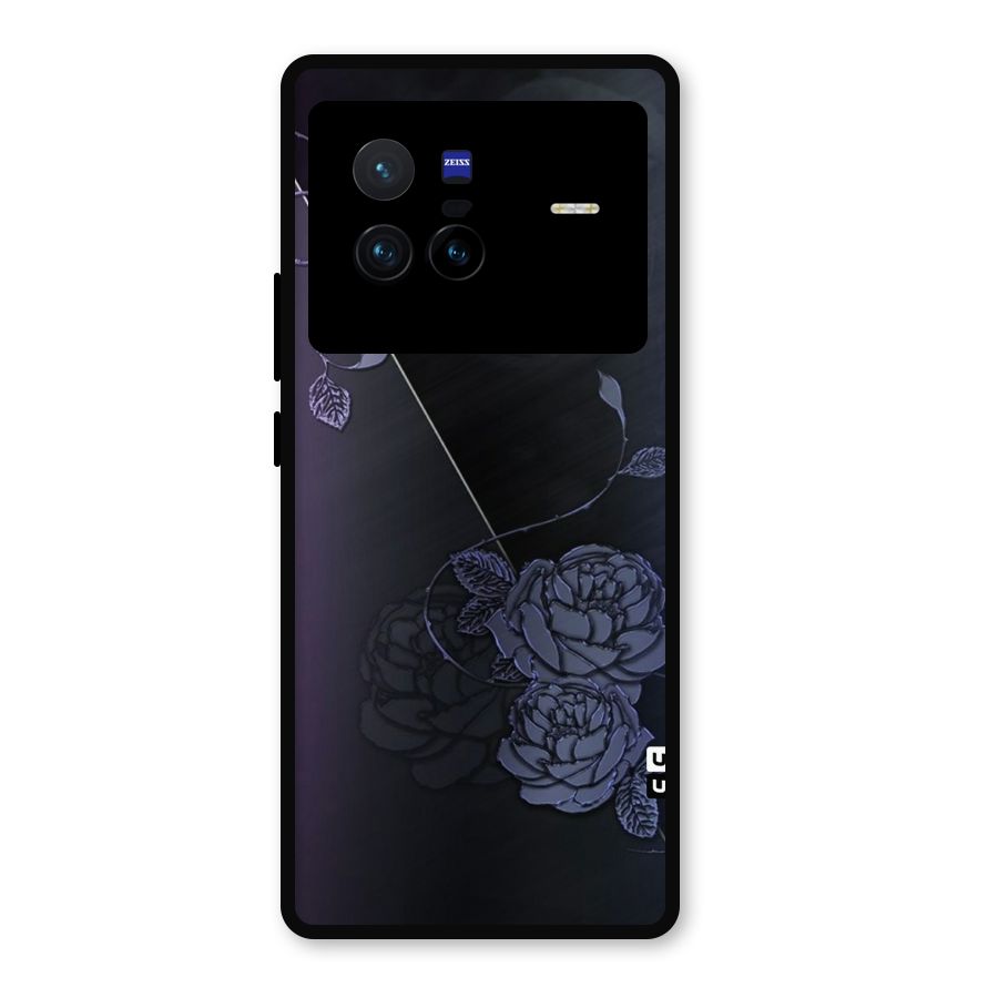 Voilet Floral Design Metal Back Case for Vivo X80