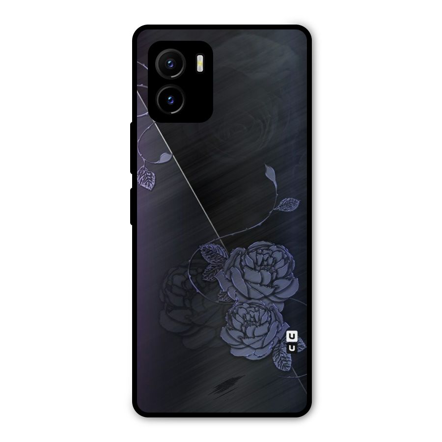 Voilet Floral Design Metal Back Case for Vivo Y15s