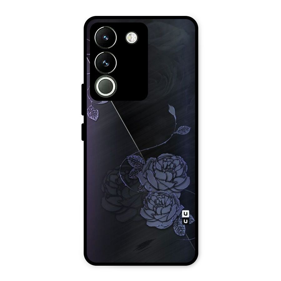 Voilet Floral Design Metal Back Case for Vivo Y200