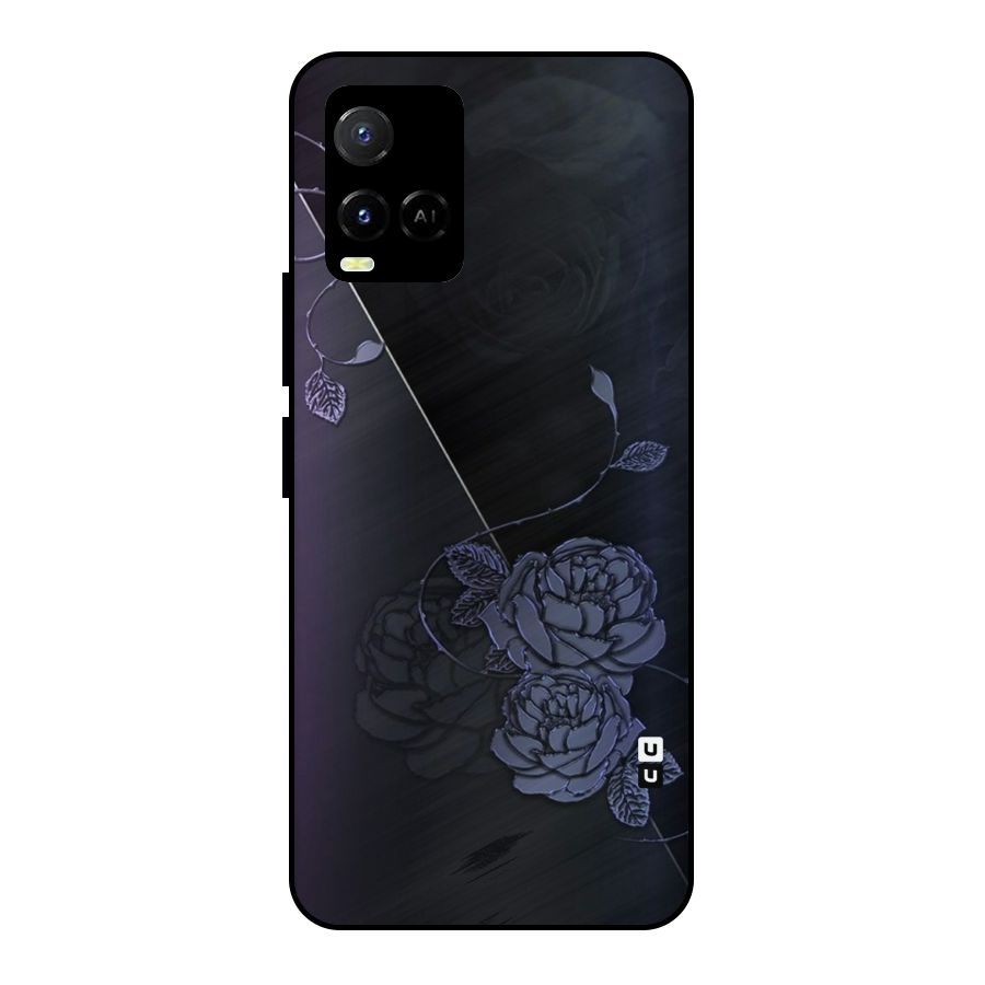 Voilet Floral Design Metal Back Case for Vivo Y21T