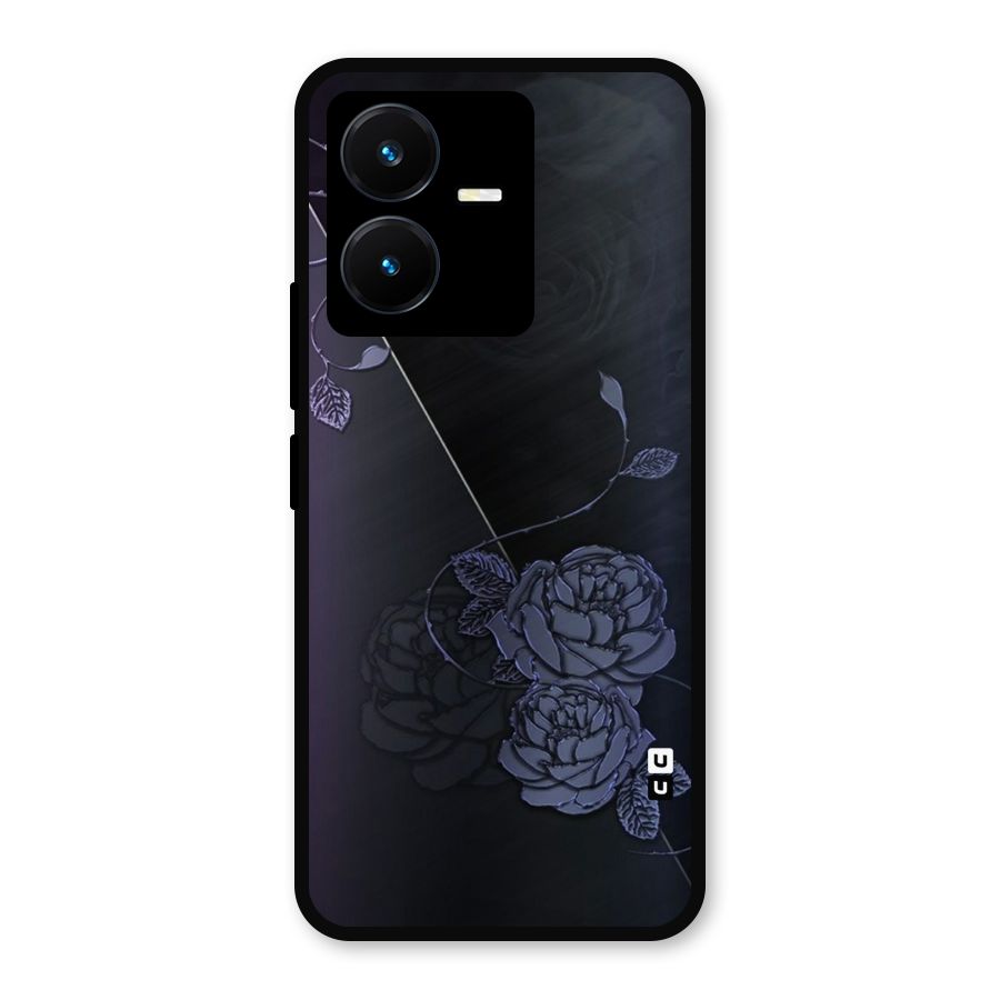 Voilet Floral Design Metal Back Case for Vivo Y22