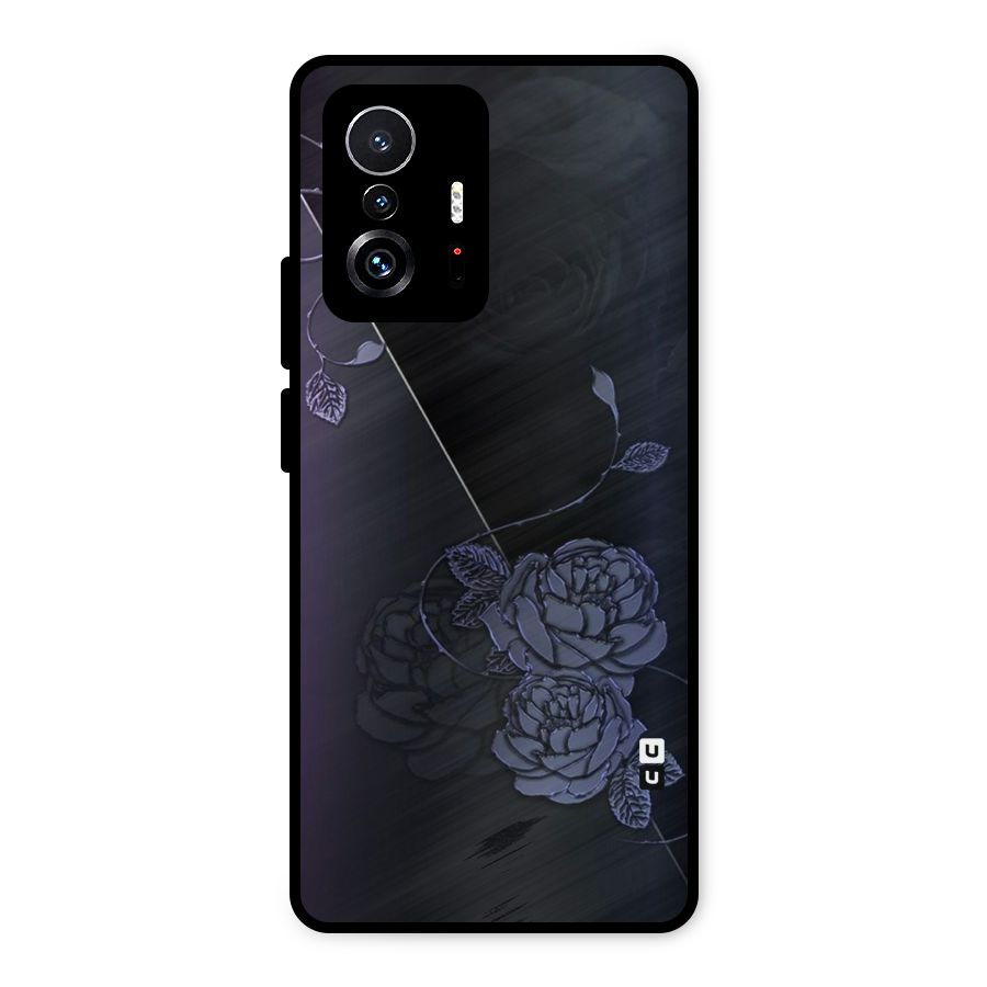 Voilet Floral Design Metal Back Case for Xiaomi 11T Pro