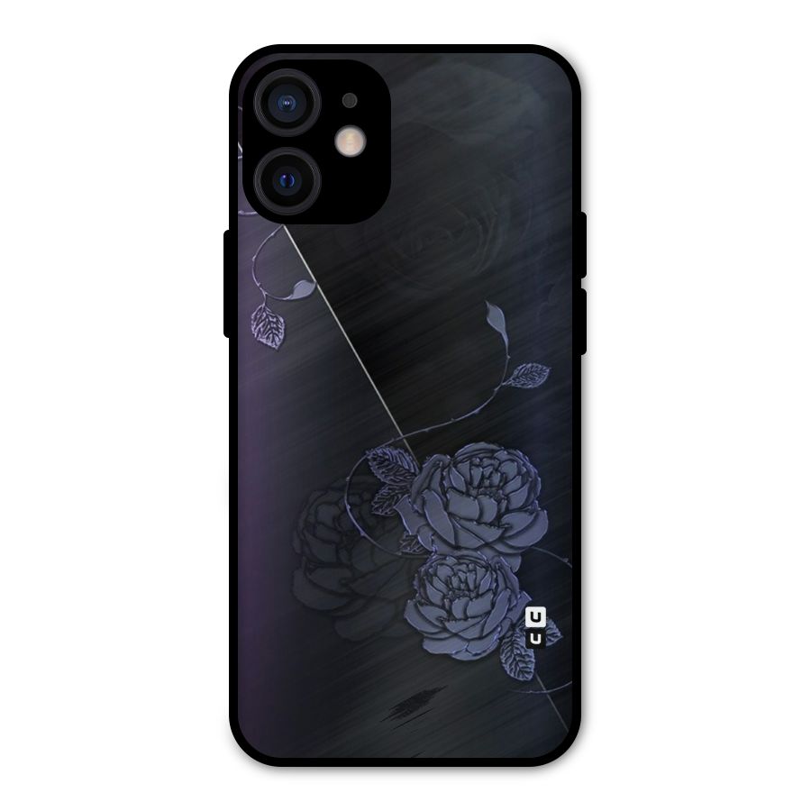 Voilet Floral Design Metal Back Case for iPhone 12 Mini