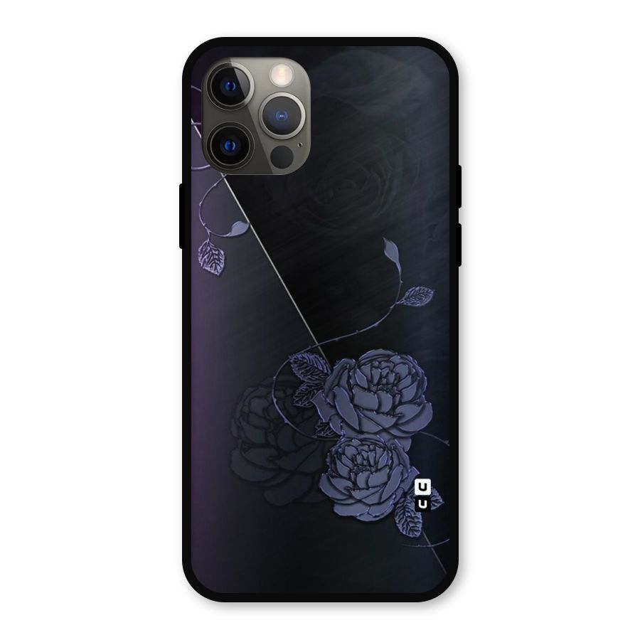 Voilet Floral Design Metal Back Case for iPhone 12 Pro