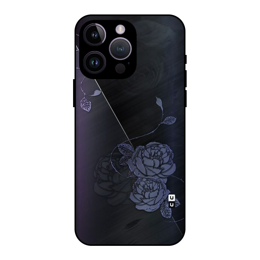 Voilet Floral Design Metal Back Case for iPhone 14 Pro Max