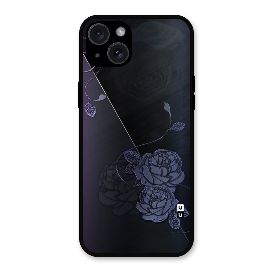 Voilet Floral Design Metal Back Case for iPhone 15 Plus