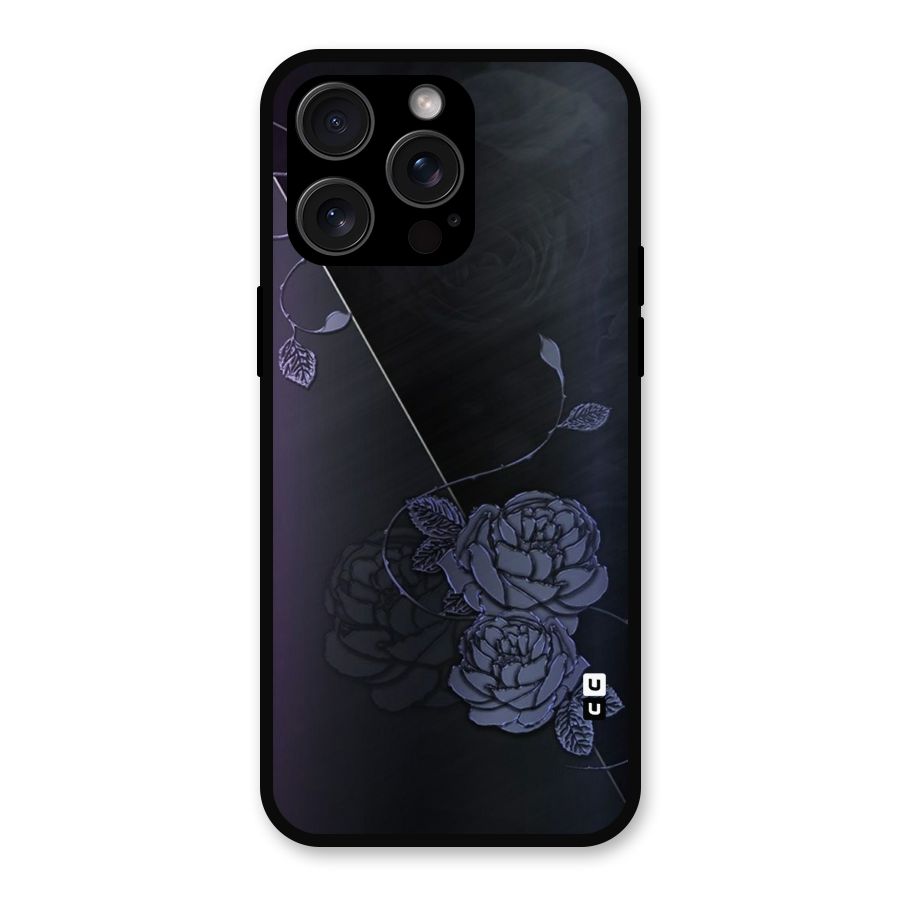 Voilet Floral Design Metal Back Case for iPhone 15 Pro Max