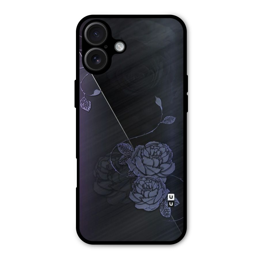 Voilet Floral Design Metal Back Case for iPhone 16 Plus