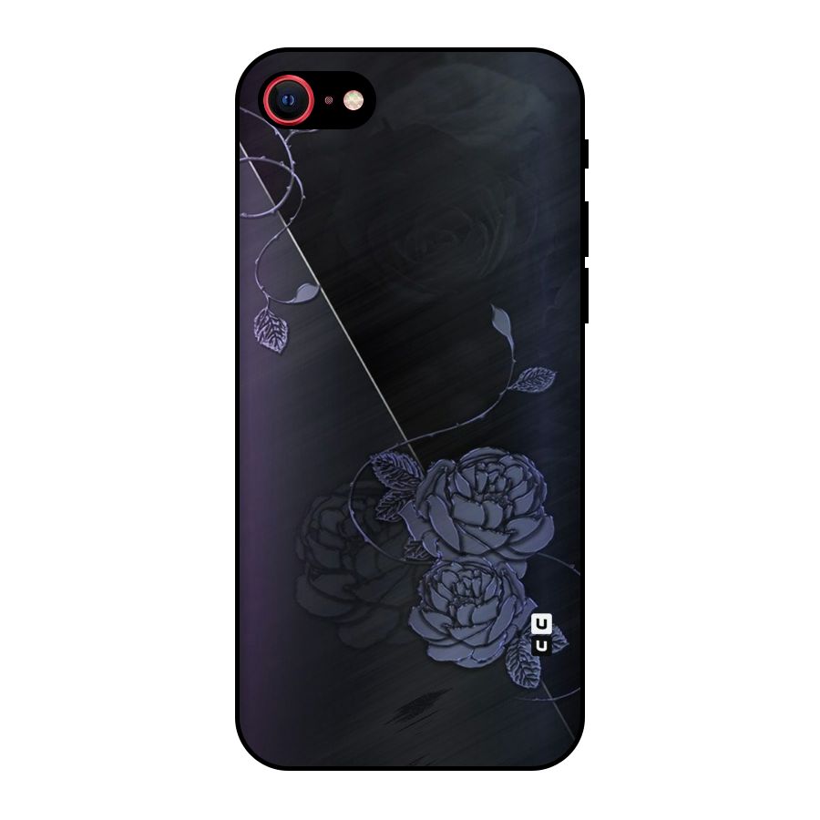 Voilet Floral Design Metal Back Case for iPhone 7