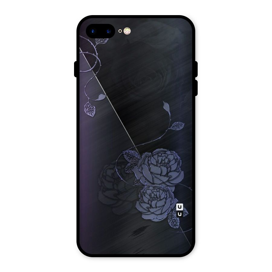 Voilet Floral Design Metal Back Case for iPhone 8 Plus