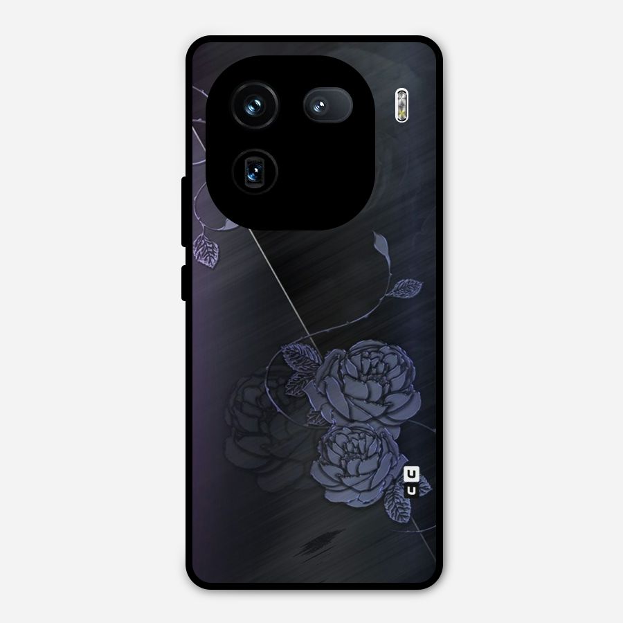 Voilet Floral Design Metal Back Case for iQOO 12