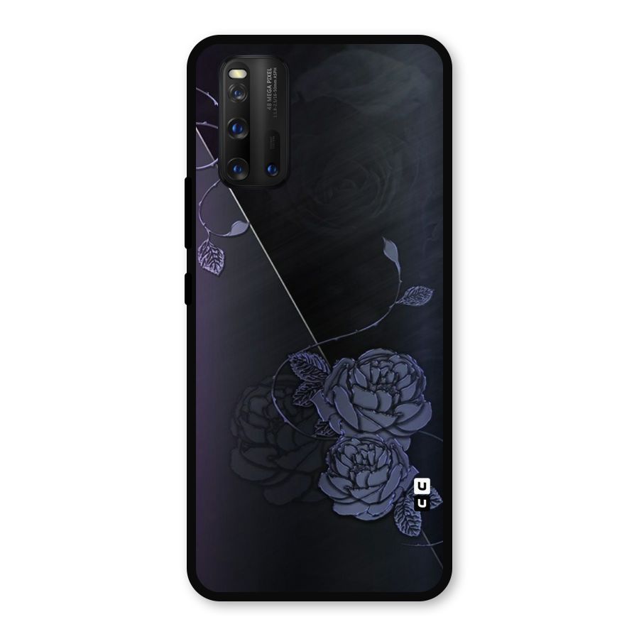 Voilet Floral Design Metal Back Case for iQOO 3
