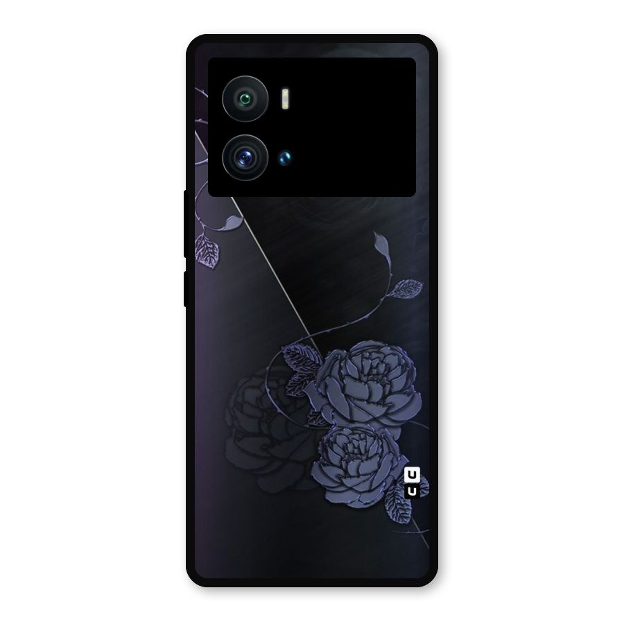 Voilet Floral Design Metal Back Case for iQOO 9 Pro
