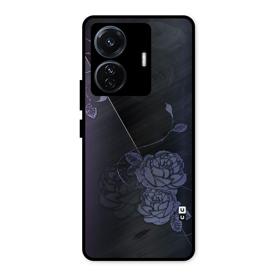 Voilet Floral Design Metal Back Case for iQOO Z6