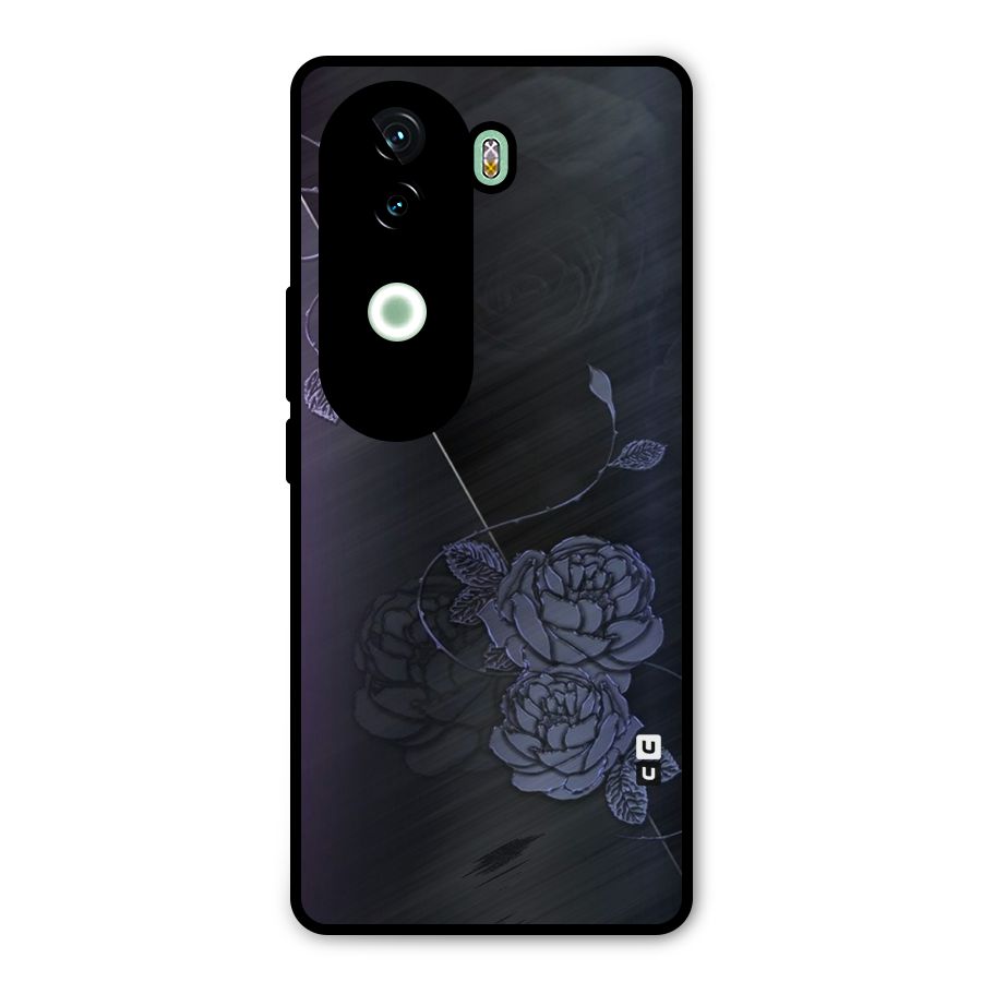 Voilet Floral Design Metal Back Case for iQOO Z9s