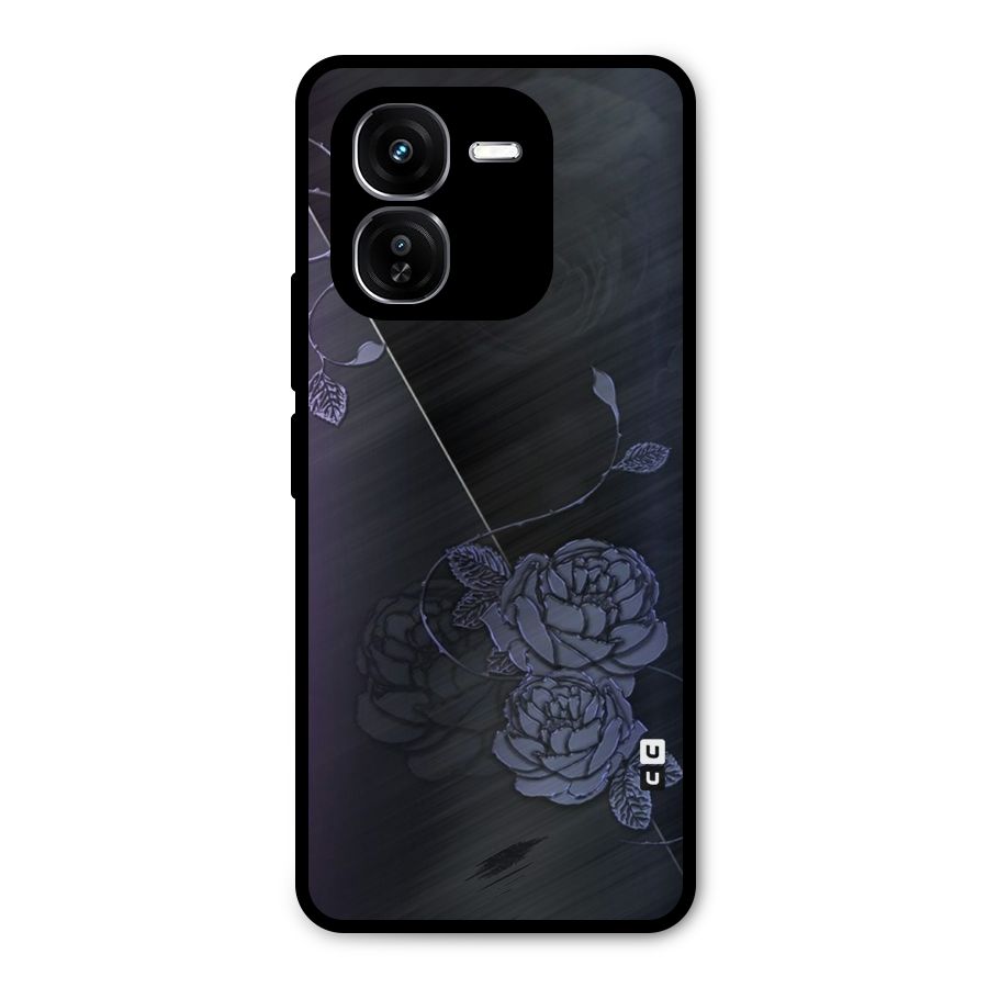 Voilet Floral Design Metal Back Case for iQOO Z9x