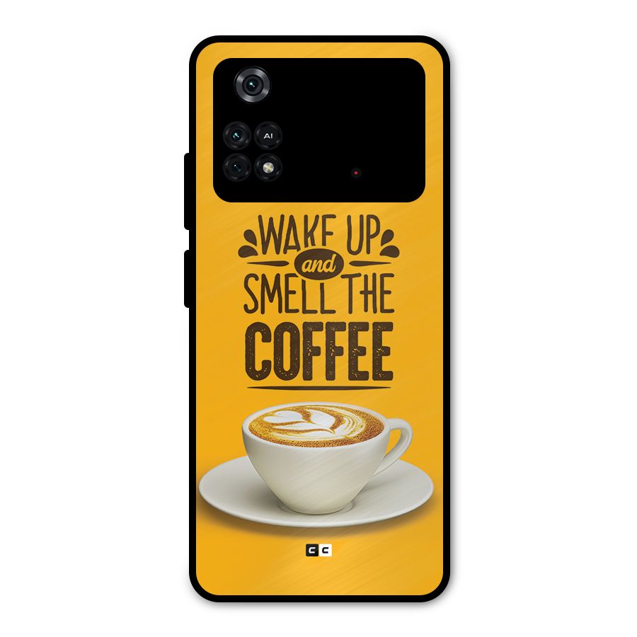 Wake Up Coffee Metal Back Case for Poco M4 Pro 4G