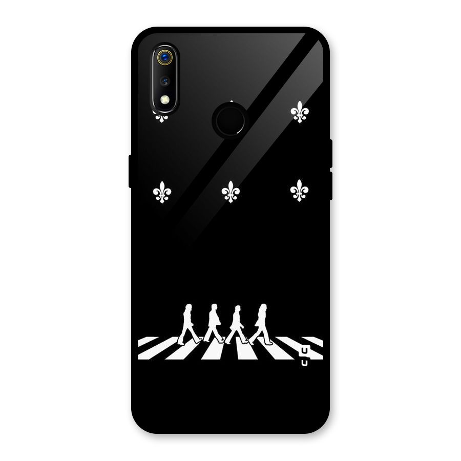Walking Four Glass Back Case for Realme 3i